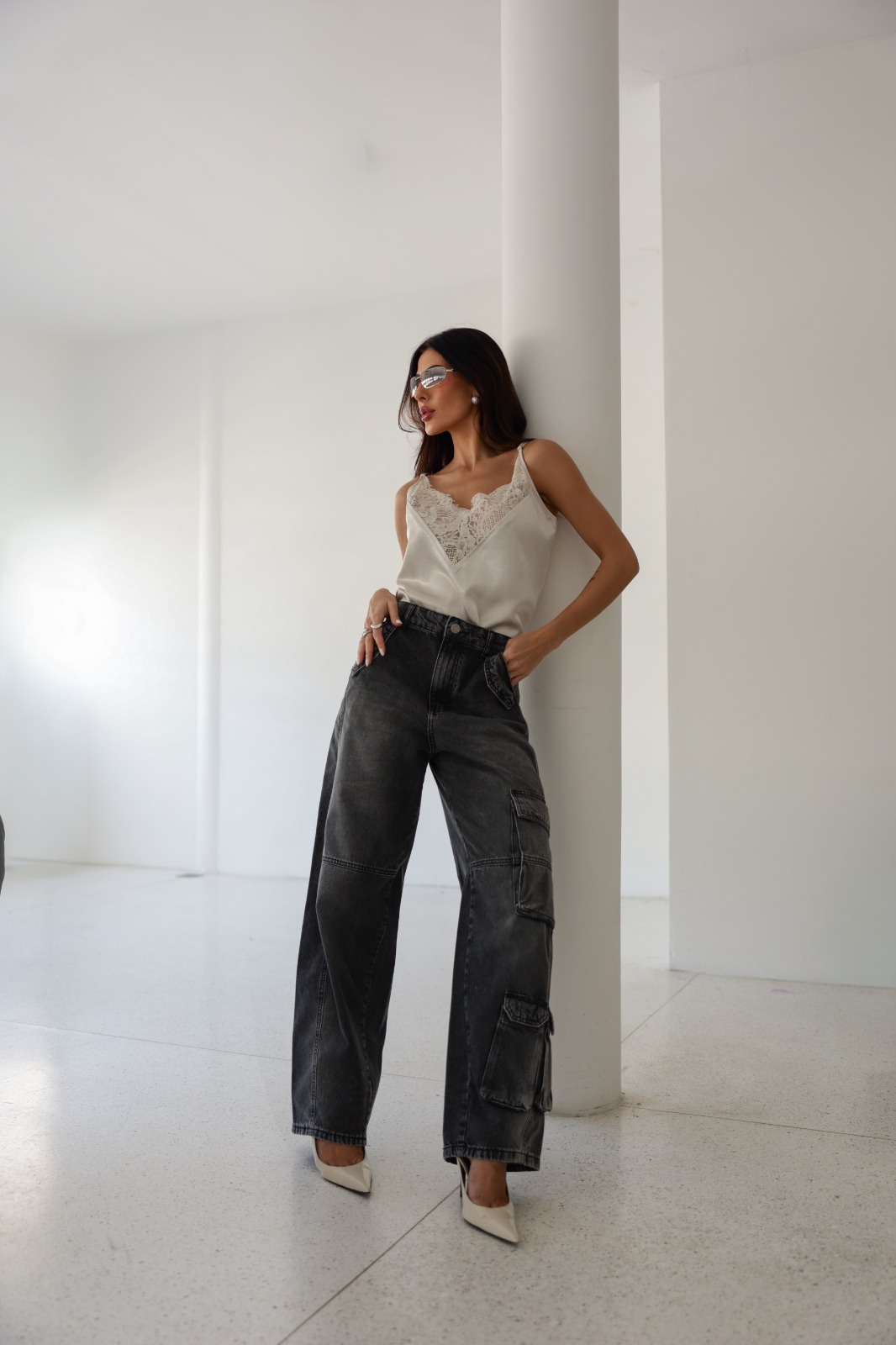 CALÇA JEANS CARGO